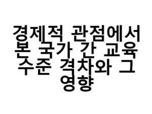 경제적 관점에서 본 국가 간 교육 수준 격차와 그 영향