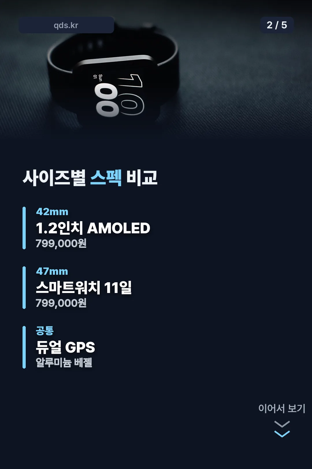 사이즈별 스펙 비교